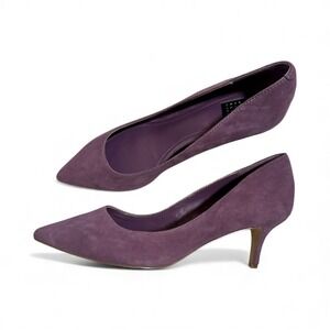 White House Black Market Kitten Heel Pumps Purple Suede 7.5 Preppy Office Date